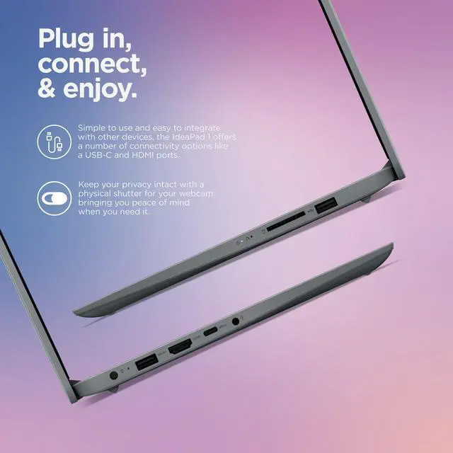 Alt view image 6 of 7 - Lenovo Ideapad 1i, 14.0" Laptop, Intel Pentium N5030, 4GB RAM, 128GB eMMC Storage, Cloud Grey, Windows 11 in S Mode, with Mazepoly Accessories