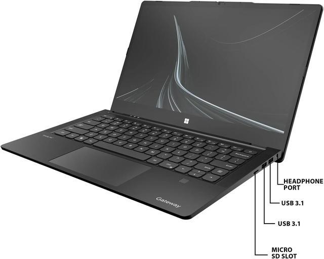 Alt view image 7 of 7 - Gateway 14.1" Ultra Slim Notebook, FHD Touchscreen, Intel Core i7-1255U, 8GB RAM, 512GB SSD, Fingerprint Scanner, Tuned by THX Audio, 2MP Camera, HDMI, Windows 11, Black + Mazepoly Accessories