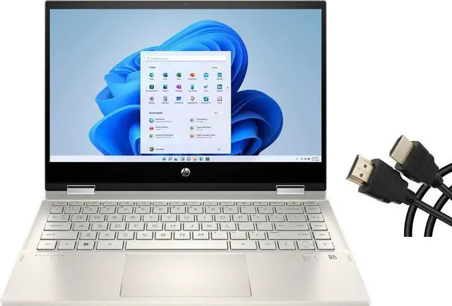 Main image of HP Pavilion X360 2-in-1 14" FHD IPS TouchScreen Laptop Computer, Intel 11th Generation Core i5-1135G7, 12GB Memory, 256GB SSD, Intel Iris Xe Graphics, Windows 11 Home, Warm Gold + Mazepoly Accessories