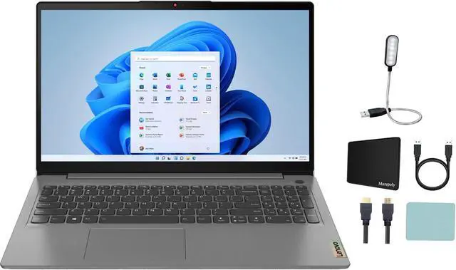 Main image of Lenovo Ideapad 3i 15.6" FHD Touchscreen Laptop, 11th Gen Intel Quad-Core i5-1135G7, 12GB Memory, 1TB M.2. SSD, Grey, Windows 11 Home + Mazepoly Accessories