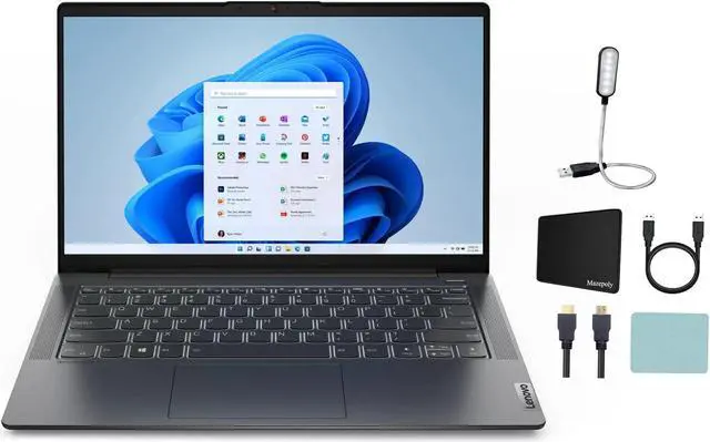 Main image of Lenovo Ideapad 5 14" 1080p Touchscreen Laptop, AMD Ryzen 7 5700U, 1.8GHz, 8GB RAM, 512GB SSD, Backlit Keyboard, 4-in-1 Card Reader, Windows 11Home, Bluetooth, Graphite Grey + Mazepoly Accessories