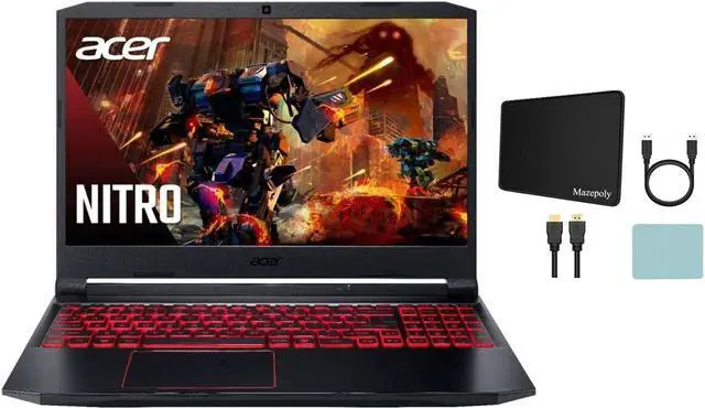 Main image of Acer Nitro 5 15.6 Full HD(1920x1080) IPS Gaming Laptop, Intel Hexa-core i5-10300H CPU, 16GB DDR4, 512GB SSD NVIDIA GeForce GTX1650, Backlit Keyboard, Windows 10 Home with Mazepoly Accessories