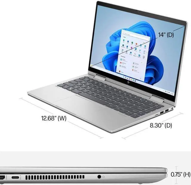 Alt view image 6 of 6 - HP ENVY 14" FHD Touch-Screen 2-in-1 Laptop, Intel Core i5-1335U(Beats i7-1260U), 8GB Memory, 512GB SSD, Backlit KB, Fingerprint Reader, Windows 11 Home, Natural Silver + Mazepoly Accessories