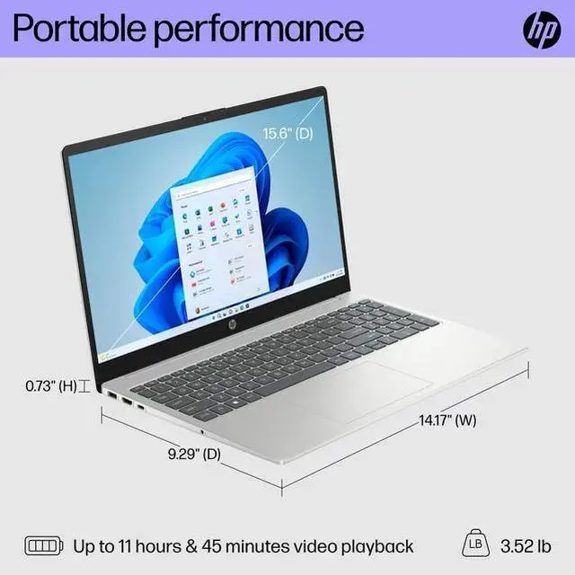 Alt view image 4 of 7 - HP 15.6" HD Display, Intel Processor N200 (Pentium), 1.1 GHz, 16GB RAM, 128GB UFS, Numeric Keypad, Windows 11 Home, One Year Microsoft 365 Included, Bluetooth, Wi-Fi 6, Silver + Mazepoly Accessories