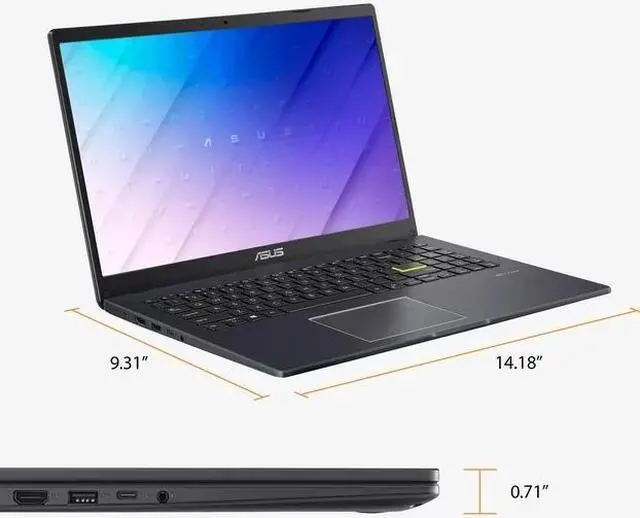 Alt view image 7 of 7 - ASUS 15.6" FHD VivoBook Go L510 Ultra Thin Laptop, Intel Celeron N4020, 1.1GHz, 4GB RAM, 128GB eMMC, 1 Year Office 365 included, Win11, Backlit Keyboard, 180 Degree Hinge, Black + Mazepoly Accessories