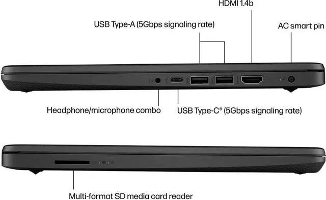 Alt view image 6 of 7 - HP 14" HD (1366 x 768) Display Laptop, Intel Celeron N4120, 1.1GHz, 8GB Memory, 128GB eMMC, Windows 11 Home in S Mode, One Year Office 365 Included, Jet Black + Mazepoly Accessories
