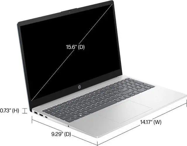 Alt view image 5 of 6 - HP 15.6 inch FHD(1920 x 1080) Laptop, AMD Ryzen 5 7520U, 16GB DDR5 Memory, 1TB PCIe SSD, Wi-Fi 6, Bluetooth, AMD Radeon Graphics, Windows 11 Home, Natural Silver with Mazepoly Accessories
