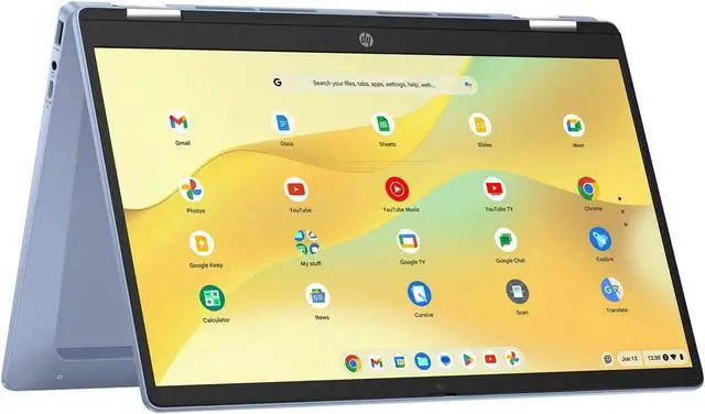 Alt view image 3 of 7 - HP Chromebook x360 14'' FHD IPS Touch 2-in-1 Laptop, Intel Processor N100, 4GB RAM, 64GB eMMC, Chrome OS, Sky Blue,14b-cd0130wm + Mazepoly Accessories