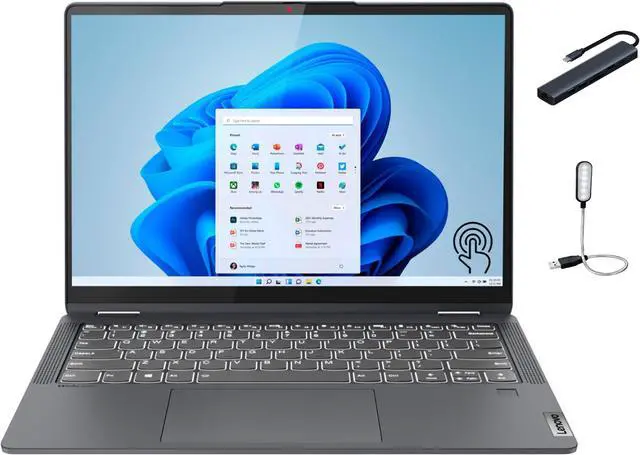 Main image of Lenovo IdeaPad Flex 5 2-in-1 Laptop, 14 inch WUXGA Multi-Touch Display, Intel Core i3-1215U, 8GB RAM, 512GB SSD, Fingerprint Reader, Backlit KB, Windows 11 Home in S Mode, Storm Grey with Accessories