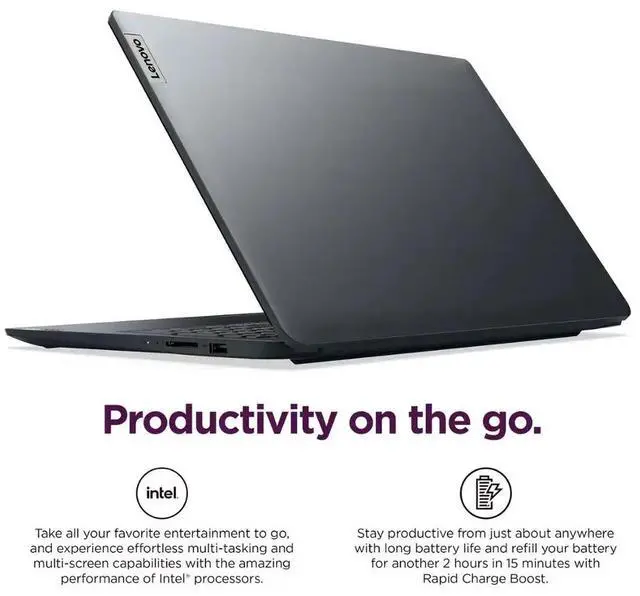 Alt view image 3 of 6 - Lenovo Ideapad 1 15.6 inch HD Laptop, Intel Celeron N4500, 12GB DDR4, 128GB eMMC + 512GB SSD, Win11 HS, One-year Office 365 Included, Abyss Blue with Mazepoly Accessories
