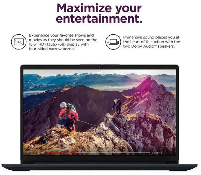 Alt view image 4 of 6 - Lenovo Ideapad 1 15.6 inch HD Laptop, Intel Celeron N4500, 12GB DDR4, 128GB eMMC + 512GB SSD, Win11 HS, One-year Office 365 Included, Abyss Blue with Mazepoly Accessories
