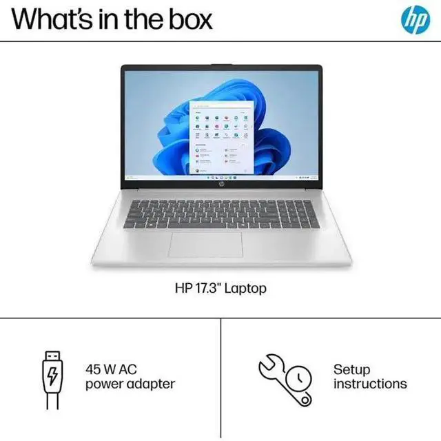 Alt view image 3 of 6 - HP 17.3 inch FHD Display Laptop, AMD Ryzen 5 7520U, 8GB DDR5 RAM, 1TB SSD, AMD Radeon Graphics, Bluetooth, Wi-Fi, Silver, Windows 11 Home with Mazepoly Accessories
