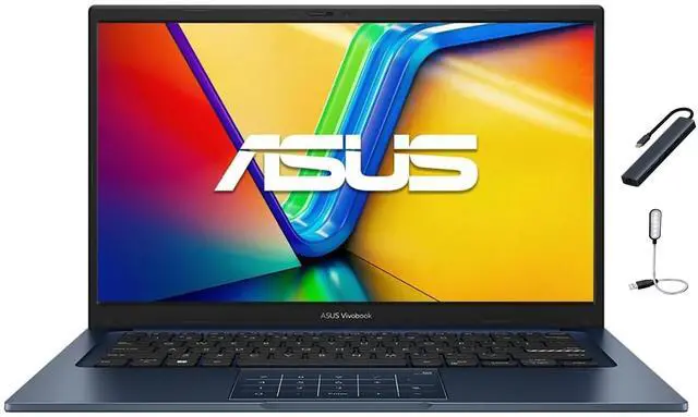 Main image of ASUS Vivobook 14 14 inch FHD Display Laptop, Intel Core 5 120U, Intel Graphics, 16GB DDR4, 512GB SSD, Wi-Fi 6, Copilot AI, Win11 Home in S Mode, Quiet Blue with Mazepoly Accessories