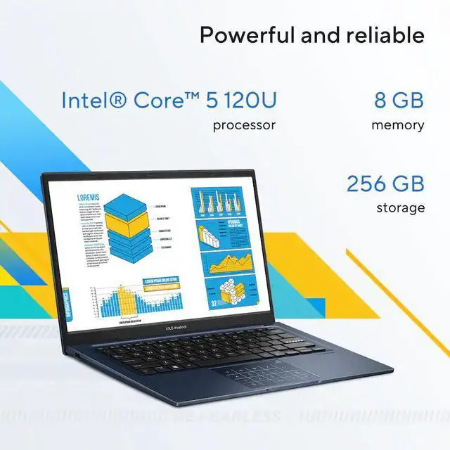 Alt view image 3 of 7 - ASUS Vivobook 14 14 inch FHD Display Laptop, Intel Core 5 120U, Intel Graphics, 16GB DDR4, 512GB SSD, Wi-Fi 6, Copilot AI, Win11 Home in S Mode, Quiet Blue with Mazepoly Accessories