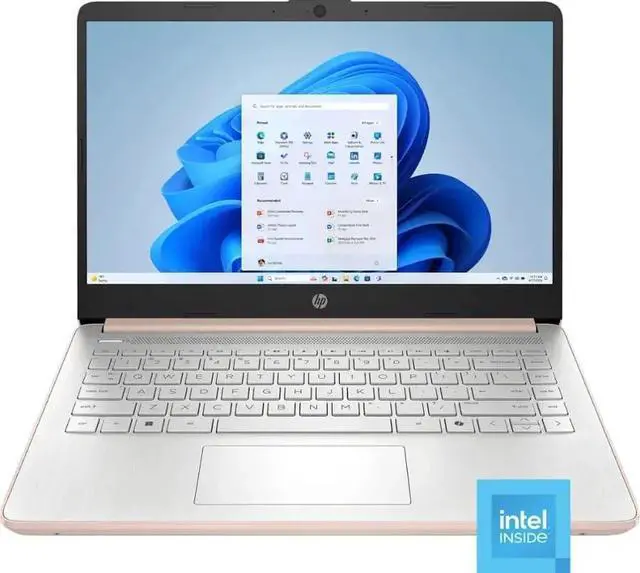 Alt view image 2 of 6 - HP 14 inch HD Laptop, Intel Processor N150 Processor, 4GB DDR4 RAM, 128GB UFS, Wi-Fi, Windows 11 Home in S Mode, One-Year Microsoft Office 365, Pale Rose Gold with Mazepoly Accessories