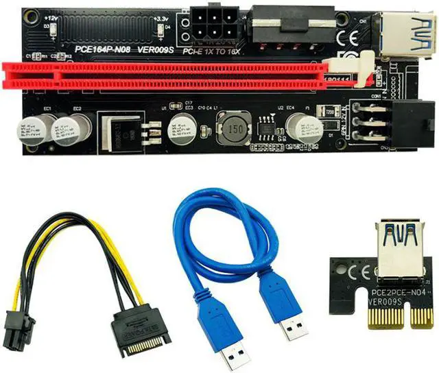 Alt view image 2 of 6 - 6pcs Newest VER009 USB 3.0 PCI-E Riser VER 009S Express 1X 4x 8x 16x Extender pcie Riser Adapter Card SATA 15pin to 6 pin Power