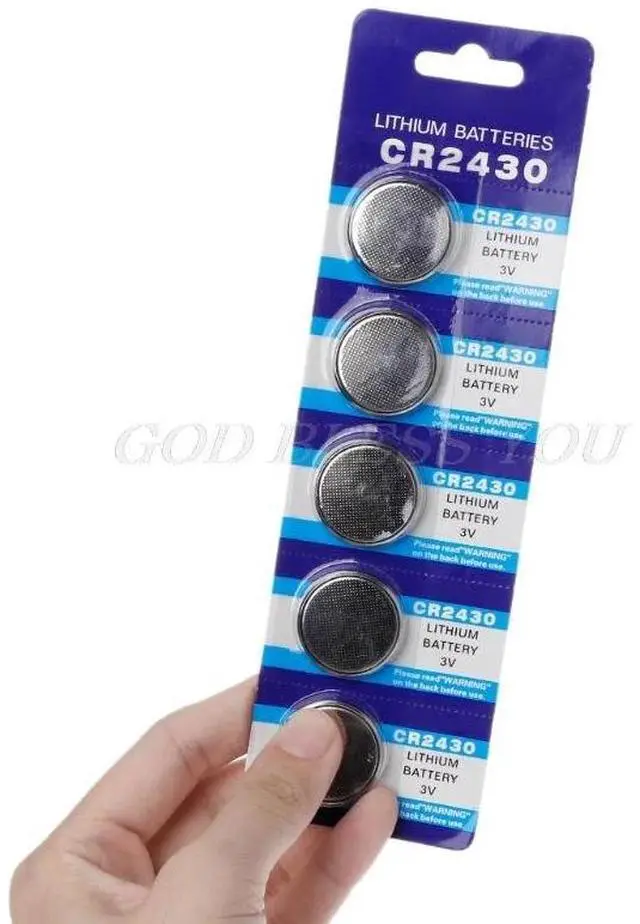 Alt view image 3 of 6 - 5PCS Button Battery CR2430 3V Electronic Lithium Coin Cell Batteries DL2430 BR2430 ECR2430 KL2430 EE6229 Watch Toy Headphone