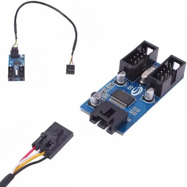 Alt view image 5 of 6 - USB 2.0 Extender 1 to 2 Connector Adapter Port Multilier 9 pin USB header Male 1 to 4 Female Extension Cable Desktop Card HUB