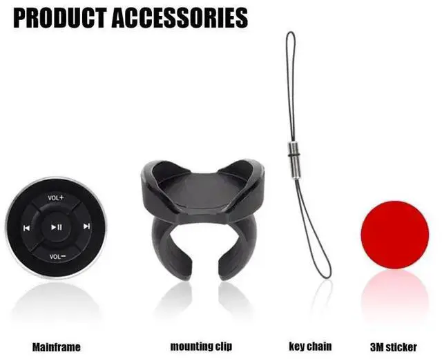 Alt view image 6 of 6 - Car Steering Wheel Wireless Bluetooth Remote Control Motorcycle Bike Handlebar Media Button for iPad for IOS Android Smart Phone