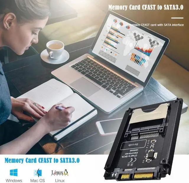 Alt view image 6 of 6 - CFAST to SATA 3.0 HDD Adapter Card SATA Computer 22 Pin Hard Disk Case CFAST memory Card Reader industrial equipment test