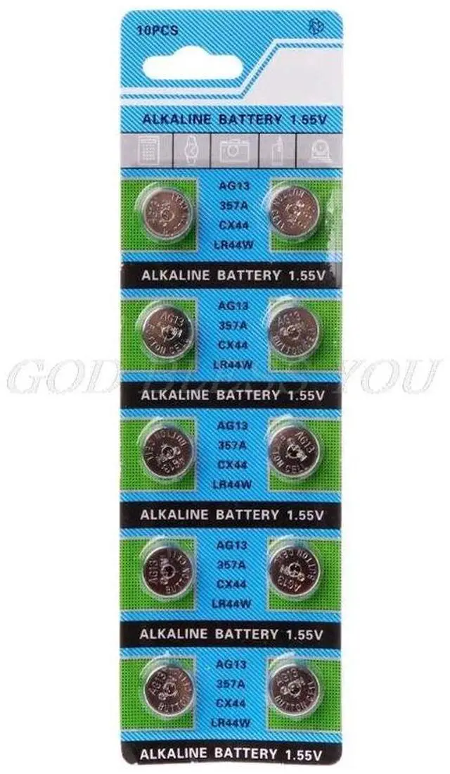 Alt view image 5 of 5 - 10Pcs AG13 A76 LR44 357A S76E G13 Button Coin Shaped Cell Battery 1.55V Alkaline Button Batteries Drop Shipping