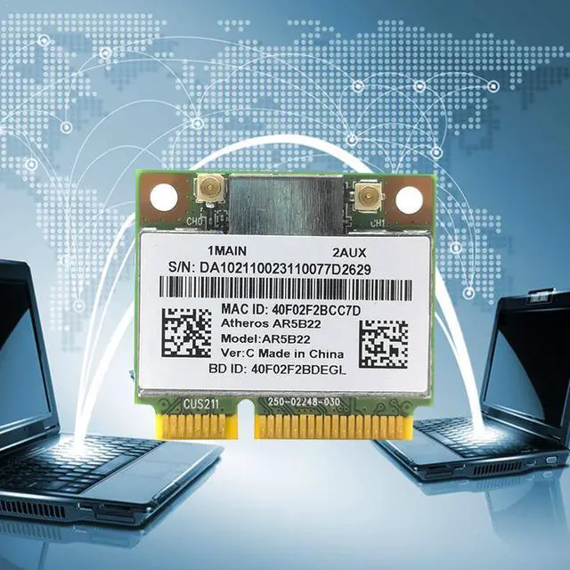Alt view image 2 of 6 - Atheros AzureWave AR9462 AR5B22 WB222 Half Mini PCIe Wireless 300Mbps+Bluetooth4.0 Card WLAN Wifi Y0R4 S0K9