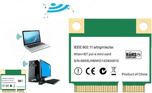 Alt view image 2 of 6 - AX3000H Mini PCI-E WiFi 6 Wireless Network Card 2.4 / 5G 802.11ac / Ax MU-MIMO Bluetooth 5.0