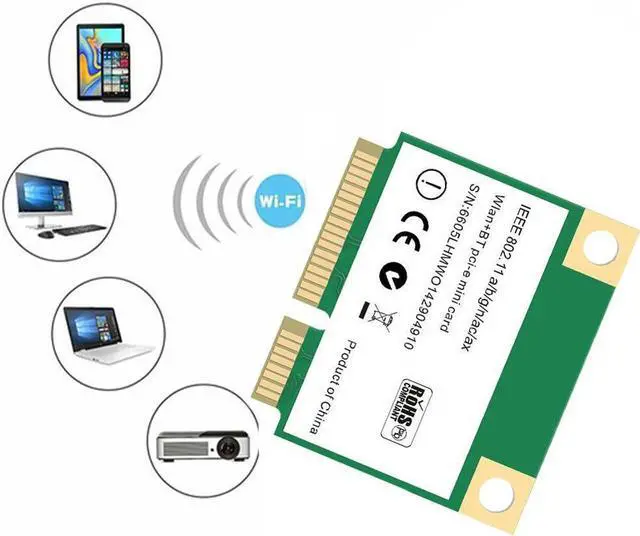 Alt view image 5 of 6 - 1Pcs  Half Mini PCI-E 3000Mbps WiFi 6 Wireless Network Card Bluetooth 5.0 Network 802.11ax/Ac 2.4Ghz/5Ghz Adapter MU-MIMO