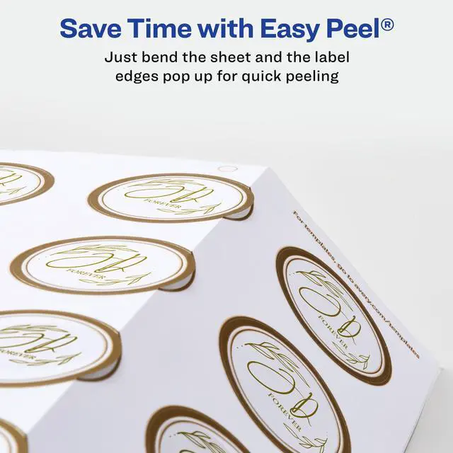 Alt view image 3 of 14 - Avery Matte White Round Labels with Metallic Gold Borders, 2" Diameter, 120 Blank Round Labels (22876)