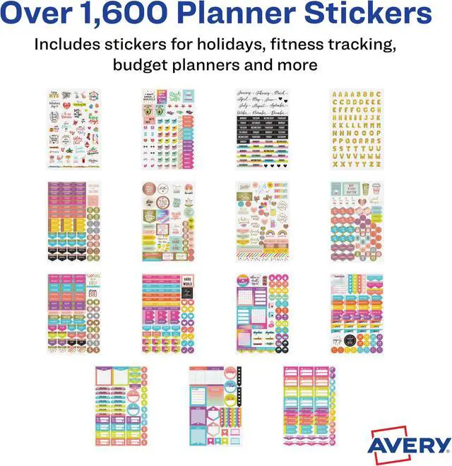 Alt view image 4 of 8 - Avery Planner Sticker Variety Pack, 30 Sticker Sheets, 1,744 Stickers Total (6785)