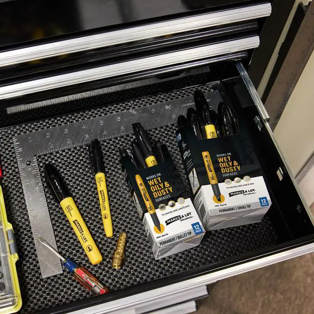 Alt view image 6 of 14 - Avery UltraDuty Marks A Lot Permanent Markers, Chisel Tip, Water Resistant, Industrial Grade Ink, 12 Black Markers (29842)