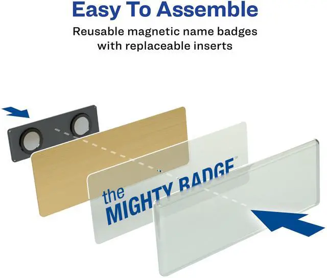 Alt view image 4 of 16 - The Mighty Badge, 1x3 Gold, 10 Reusable Name Tags 80 Laser Inserts