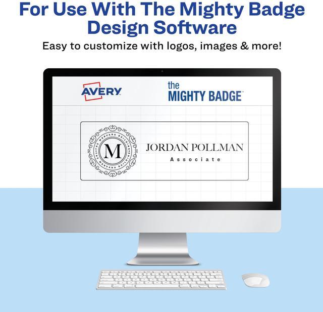 Alt view image 2 of 15 - The Mighty Badge, 1x3 Silver, 10 Reusable Name Tags 80 Laser Inserts