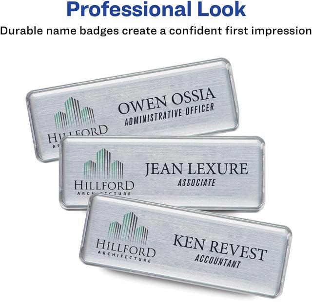 Alt view image 5 of 15 - The Mighty Badge, 1x3 Silver, 10 Reusable Name Tags 80 Laser Inserts