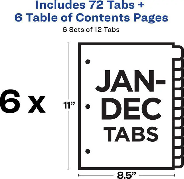 Alt view image 4 of 15 - Ready Index Jan-Dec 12 Tab Dividers, Customizable TOC, 6 Sets (11826)