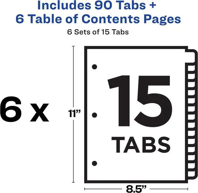 Alt view image 4 of 15 - Avery Ready Index 15 Tab Dividers, Customizable TOC, 6 Sets (11825)