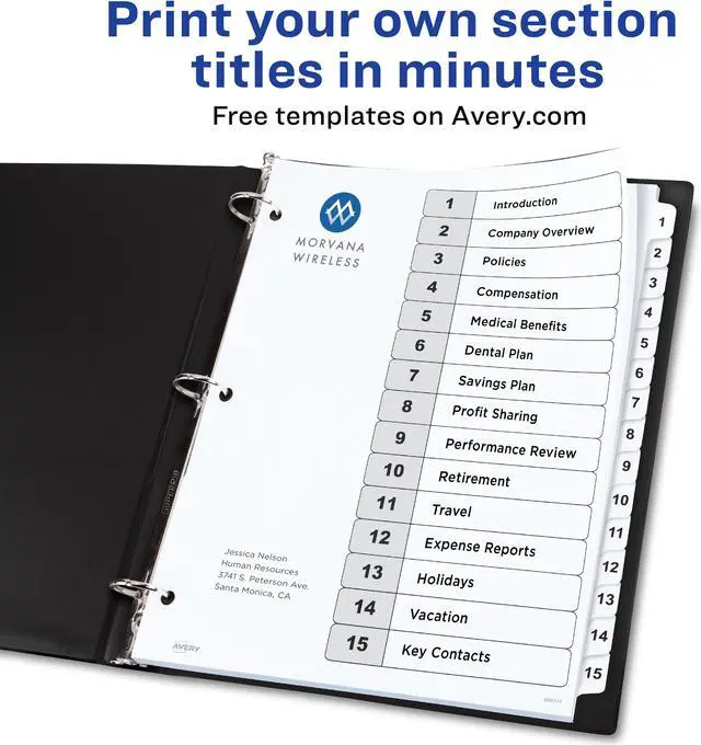 Alt view image 2 of 15 - Avery Ready Index 15 Tab Dividers, Customizable TOC, 6 Sets (11825)