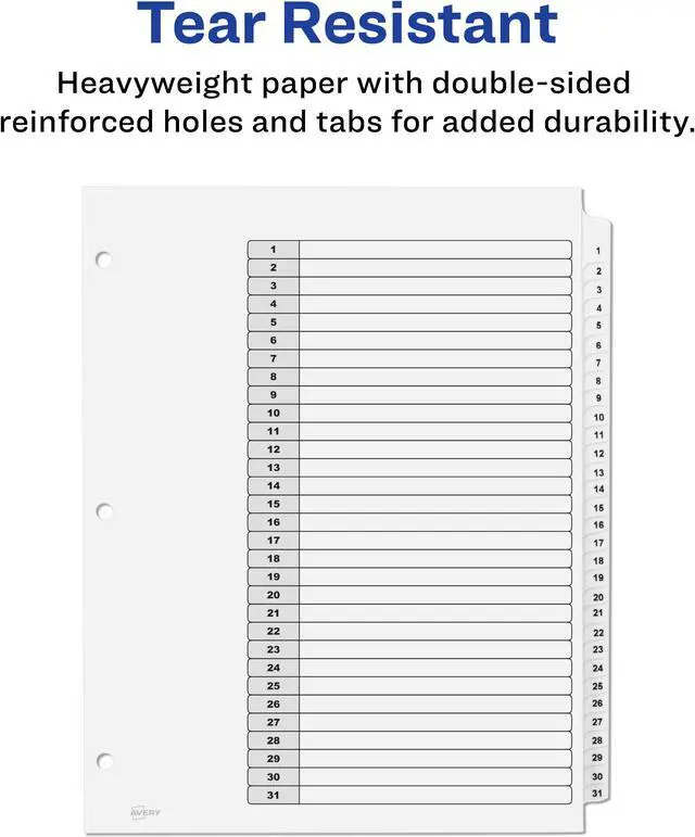Alt view image 5 of 15 - Avery Ready Index 31 Tab Dividers, Customizable TOC, 6 Sets (11827)