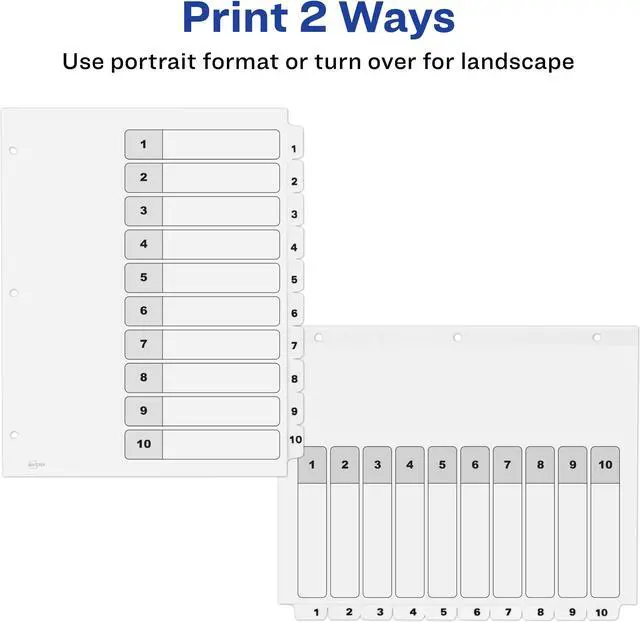 Alt view image 3 of 15 - Avery Ready Index 10 Tab Dividers, Customizable TOC, 6 Sets (11823)