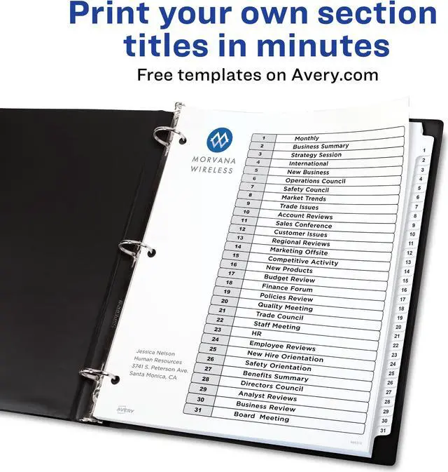 Alt view image 2 of 15 - Avery Ready Index 31 Tab Dividers, Customizable TOC, 6 Sets (11827)