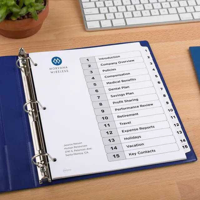 Alt view image 6 of 15 - Avery Ready Index 15 Tab Dividers, Customizable TOC, 6 Sets (11825)