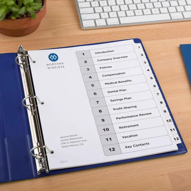 Alt view image 6 of 15 - Avery Ready Index 12 Tab Dividers, Customizable TOC, 6 Sets (11824)