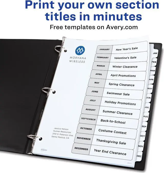Alt view image 2 of 15 - Ready Index Jan-Dec 12 Tab Dividers, Customizable TOC, 6 Sets (11826)