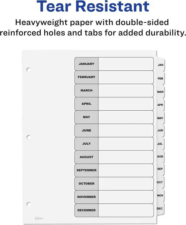 Alt view image 5 of 15 - Ready Index Jan-Dec 12 Tab Dividers, Customizable TOC, 6 Sets (11826)