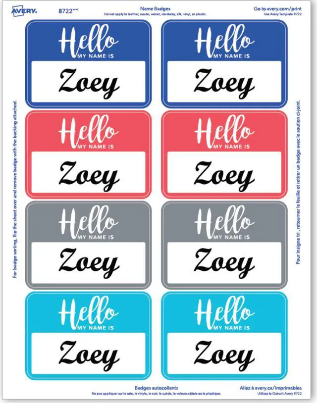 Alt view image 6 of 7 - Avery 08722 Flexible Adhesive Name Badge Labels, 3 3/8" x 2 1/3", Assorted, 120/PK