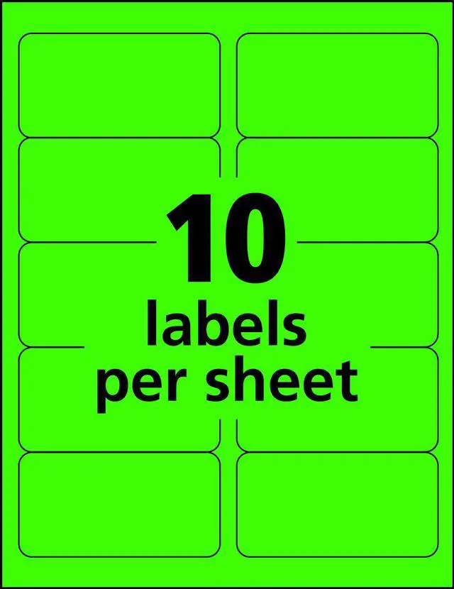 Alt view image 6 of 14 - Avery Neon Shipping Label Laser 2 x 4 Neon Green 1000/Box 5976