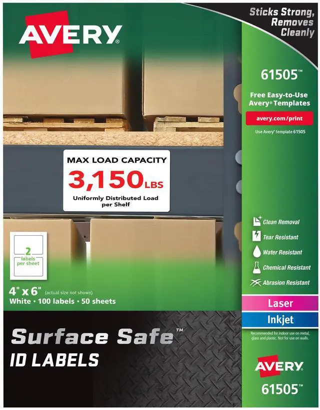 Alt view image 3 of 16 - Avery Labels Removable Surface Safe 4"x6" 100/PK WE 61505
