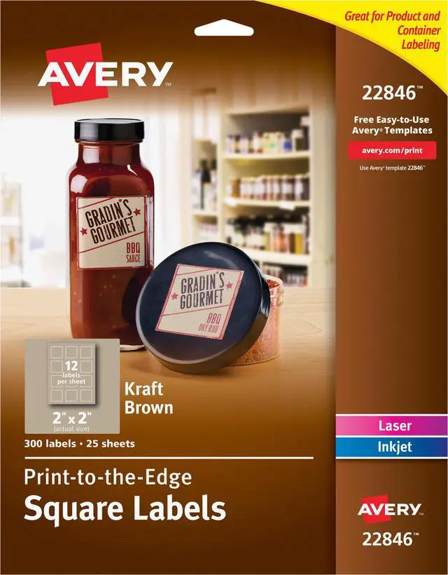 Alt view image 4 of 15 - Avery Square Print-to-the-Edge Labels 2 x 2 Kraft Brown 300/Pack 22846