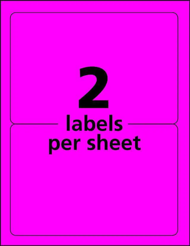 Alt view image 6 of 15 - Avery Neon Shipping Label Laser 5 1/2 x 8 1/2 Neon Magenta 200/Box 5948