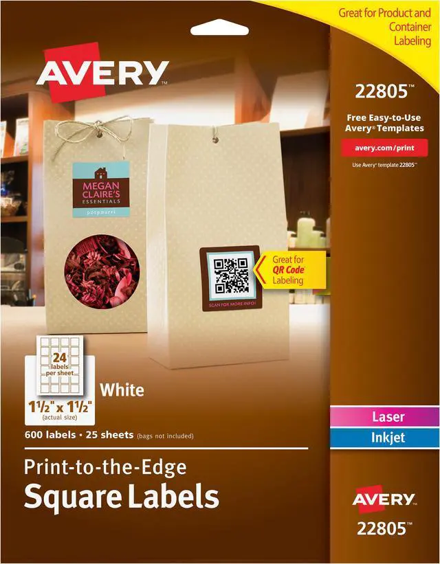 Alt view image 6 of 20 - Square Labels with Sure Feed and TrueBlock, 1 1/2 x 1 1/2, White, 600/Pack 22805